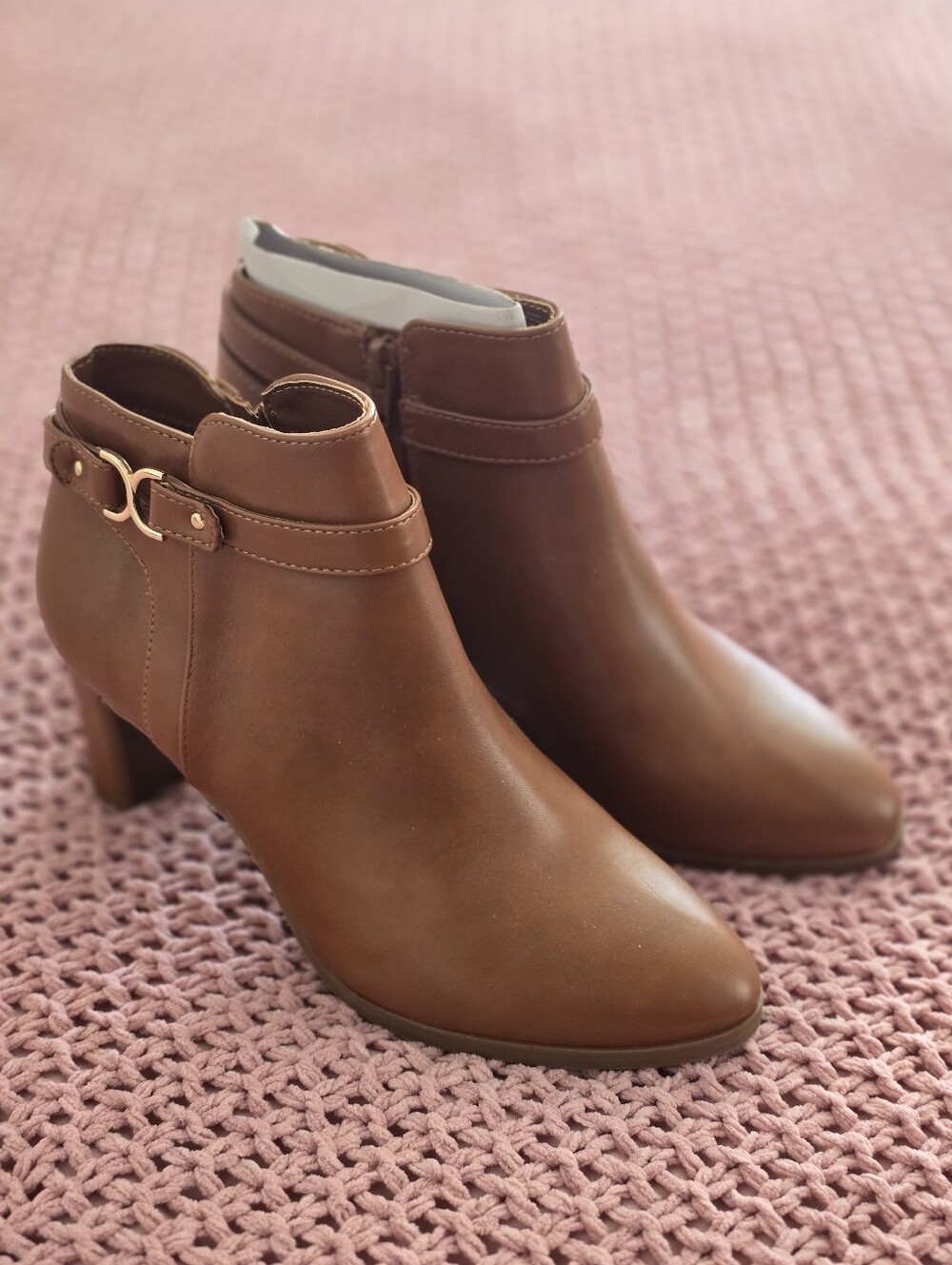Charter Club Women's Brown Ankle Booties with Side Buckle